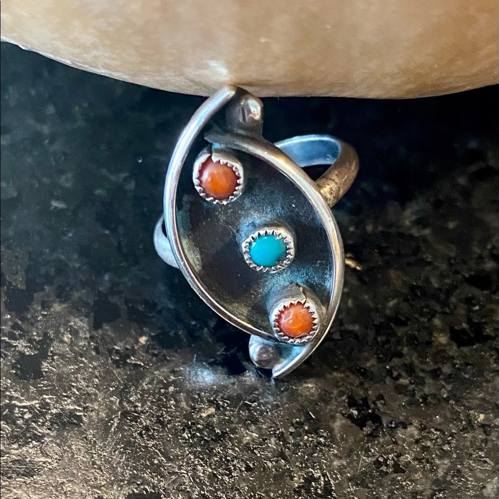 Vintage Navajo Swirl Sterling Silver Ring 🌵